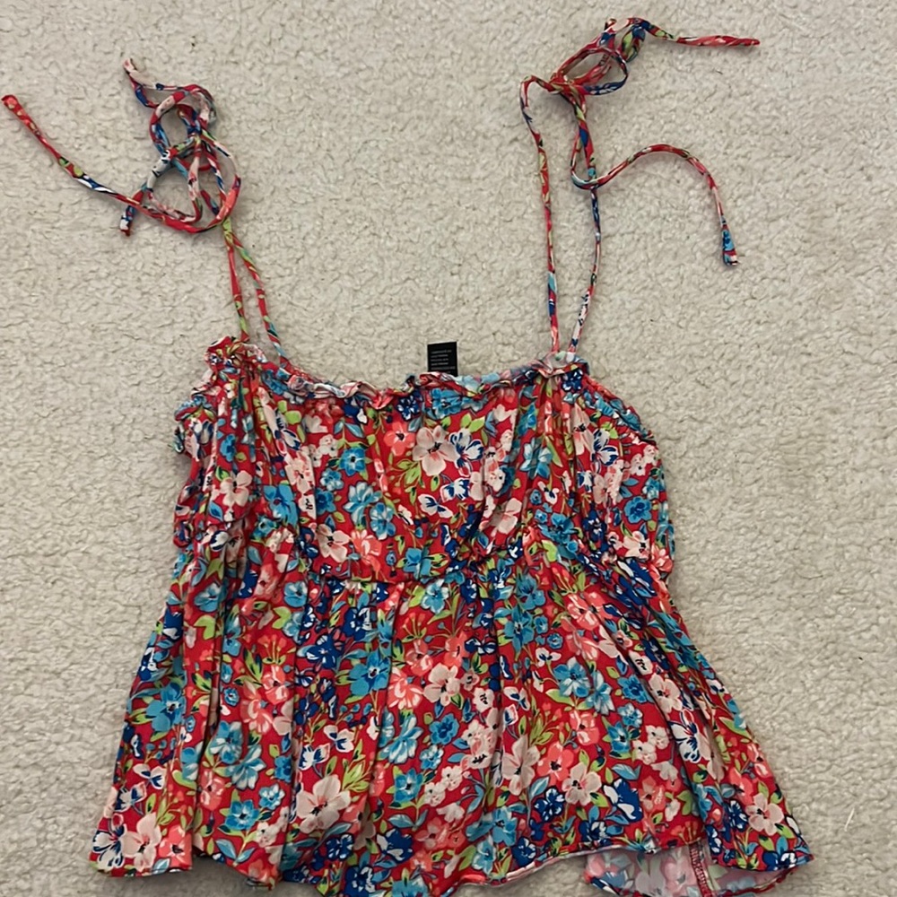 Forever 21 Floral Tie Tank Top